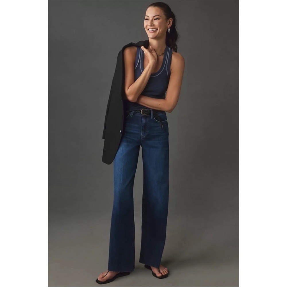 FRAME Le Slim Raw Fray Hem Palazzo In Lupine Size 29
